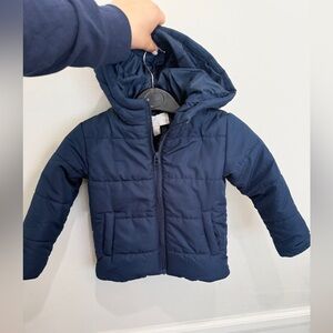 Nordstrom rack puffer kids toddler zip up hooded jacket blue navy